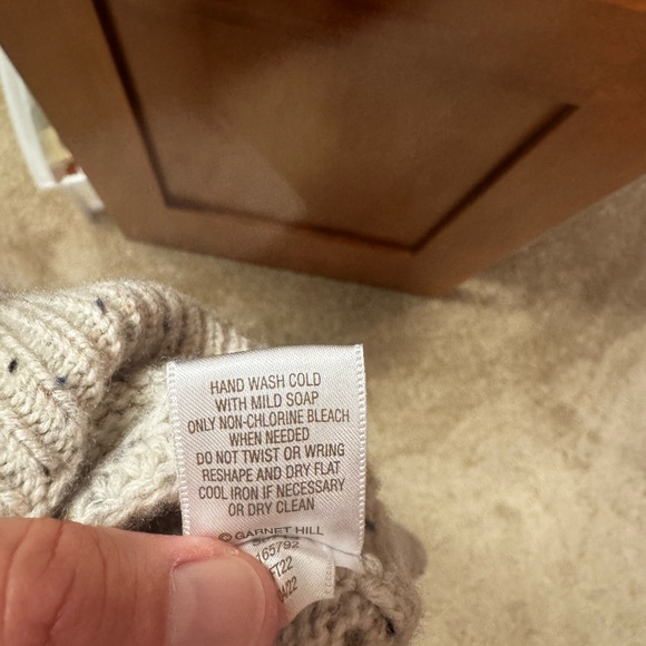 Garnet Hill Cream/Gray Mock Turtleneck Sweater - Picture 5 of 5